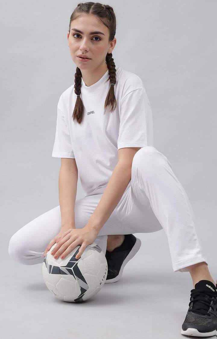 Women's White Solid Oversized T-Shirts