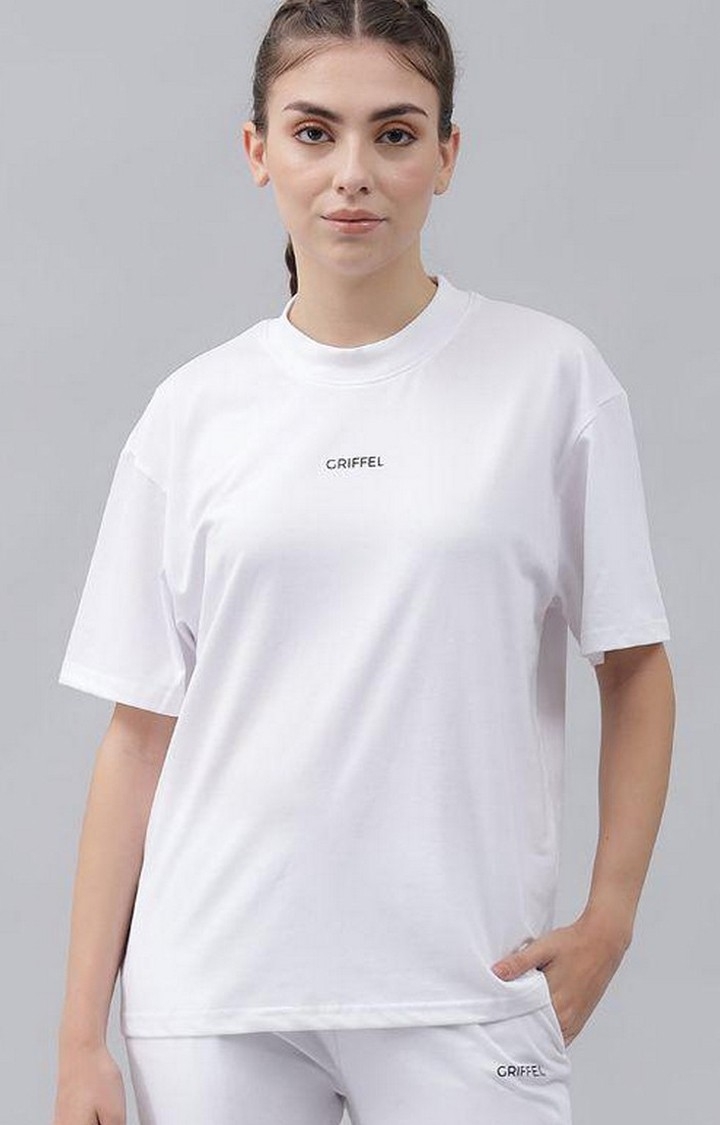 GRIFFEL | Women's Basic Solid Regular fit White T-shirt