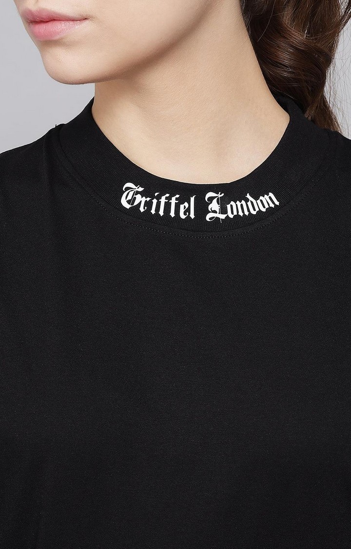 Women's Black Solid Regular T-Shirts