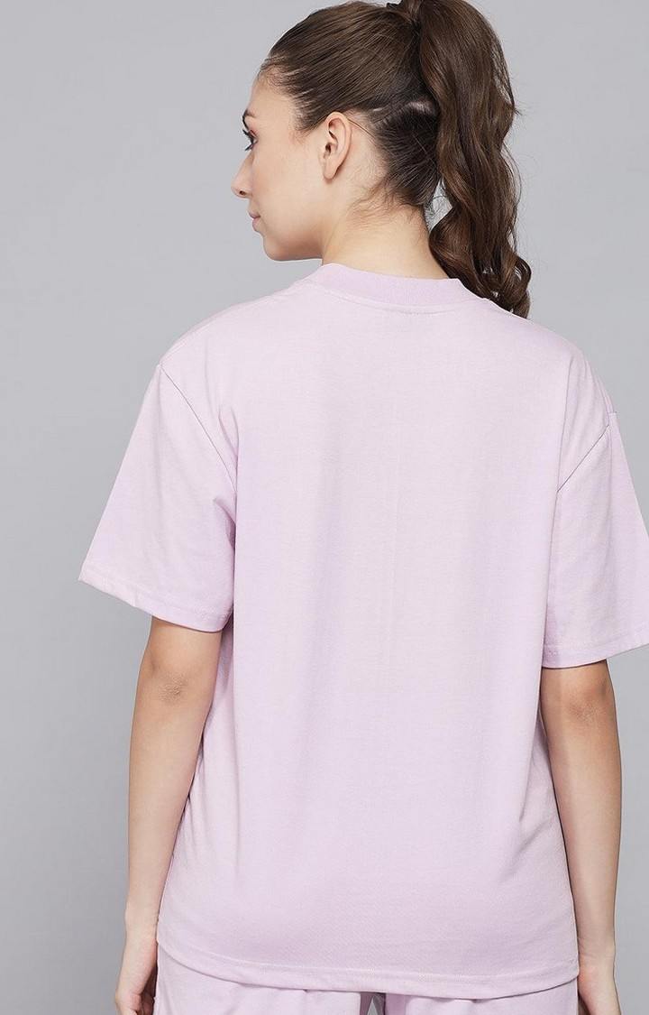 Women's Light Purple Solid Oversized T-Shirts