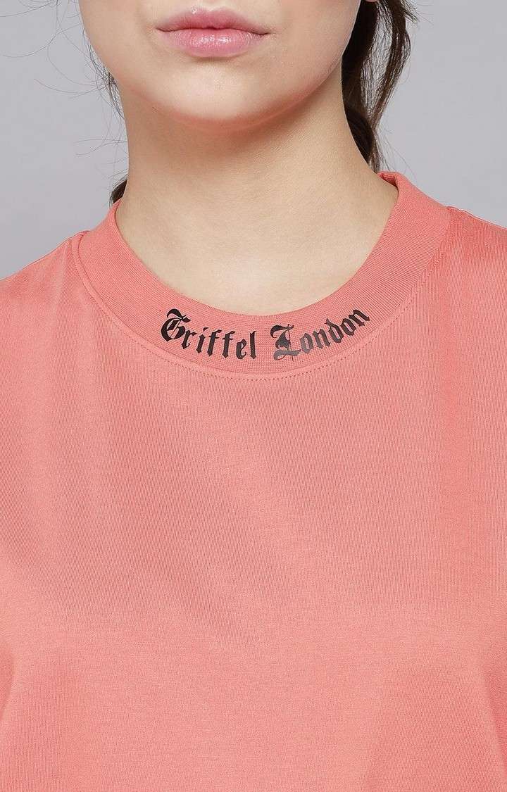 Women's Peach Solid Oversized T-Shirts