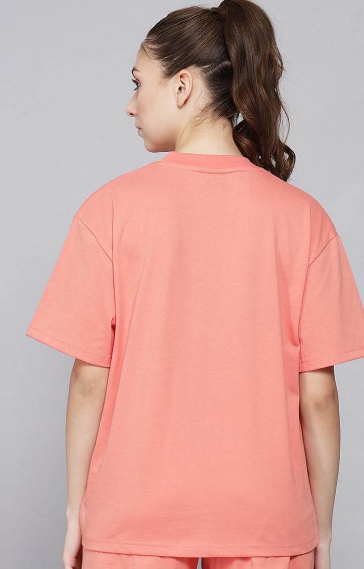 Women's Peach Solid Oversized T-Shirts