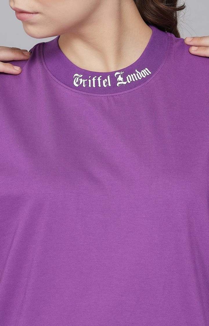 Women's Purple Solid Oversized T-Shirts