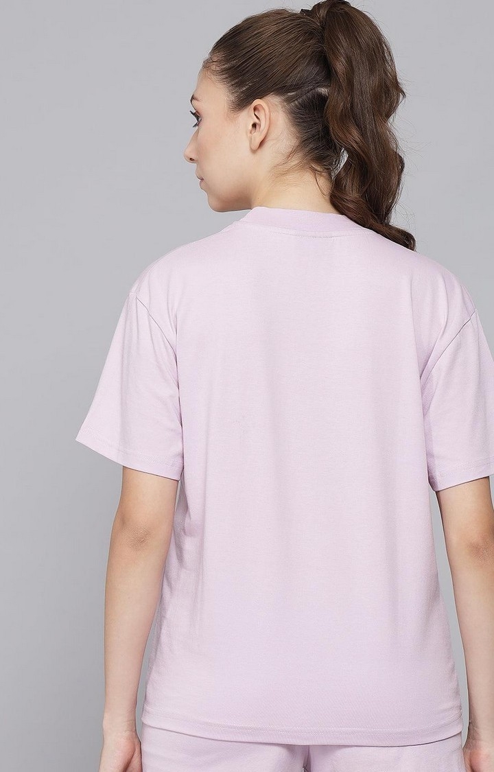 Women's Pink Printed Oversized T-Shirts