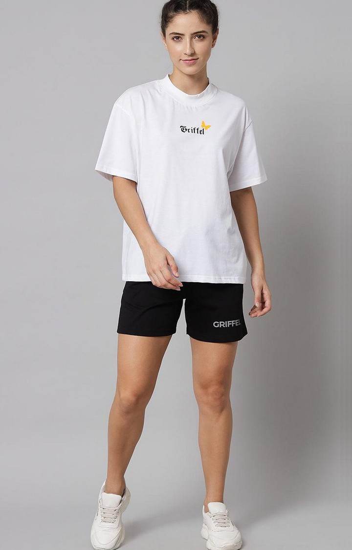 Women's White Typographic Oversized T-Shirts