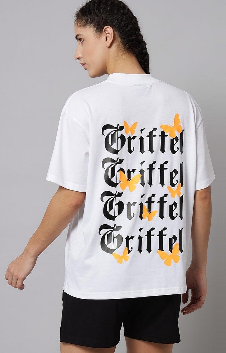 GRIFFEL | Women's Printed Loose fit White T-shirt