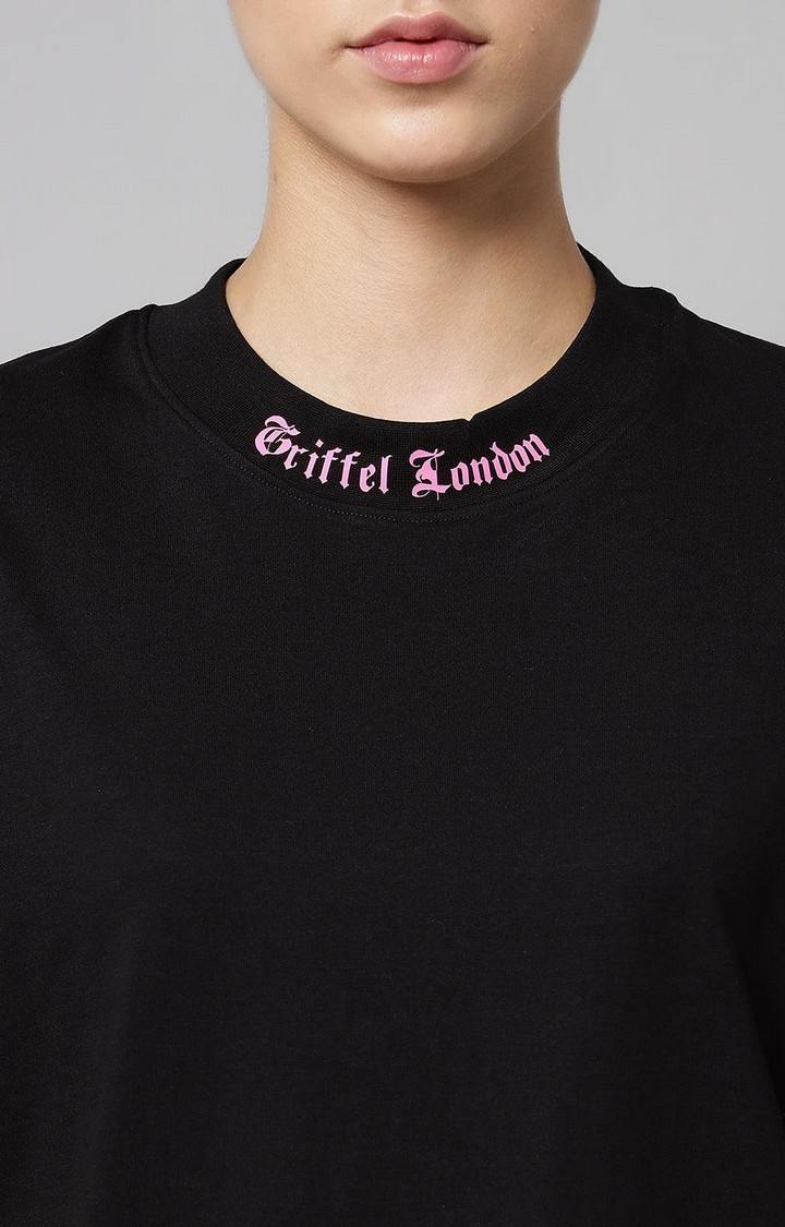 Women's Black Solid Oversized T-Shirts
