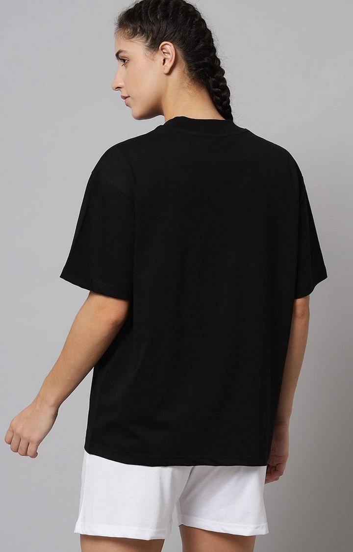 Women's Black Solid Oversized T-Shirts