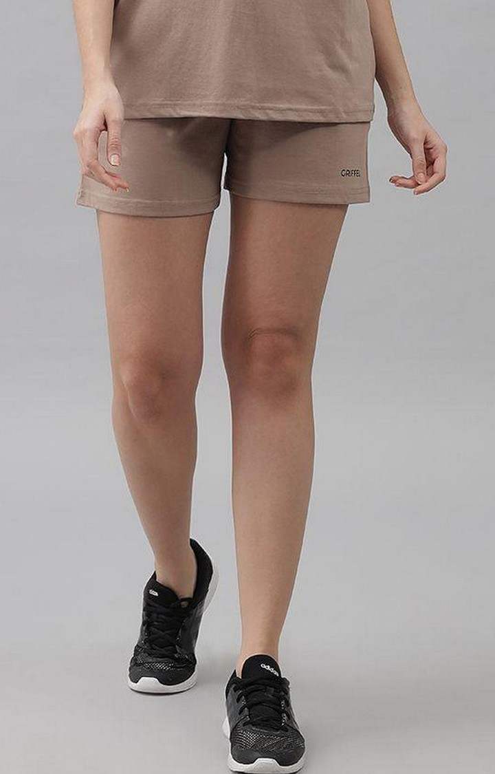 Women's Brown Solid Shorts