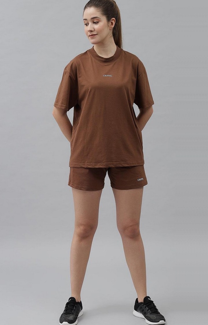 Women's Coffee Solid Shorts