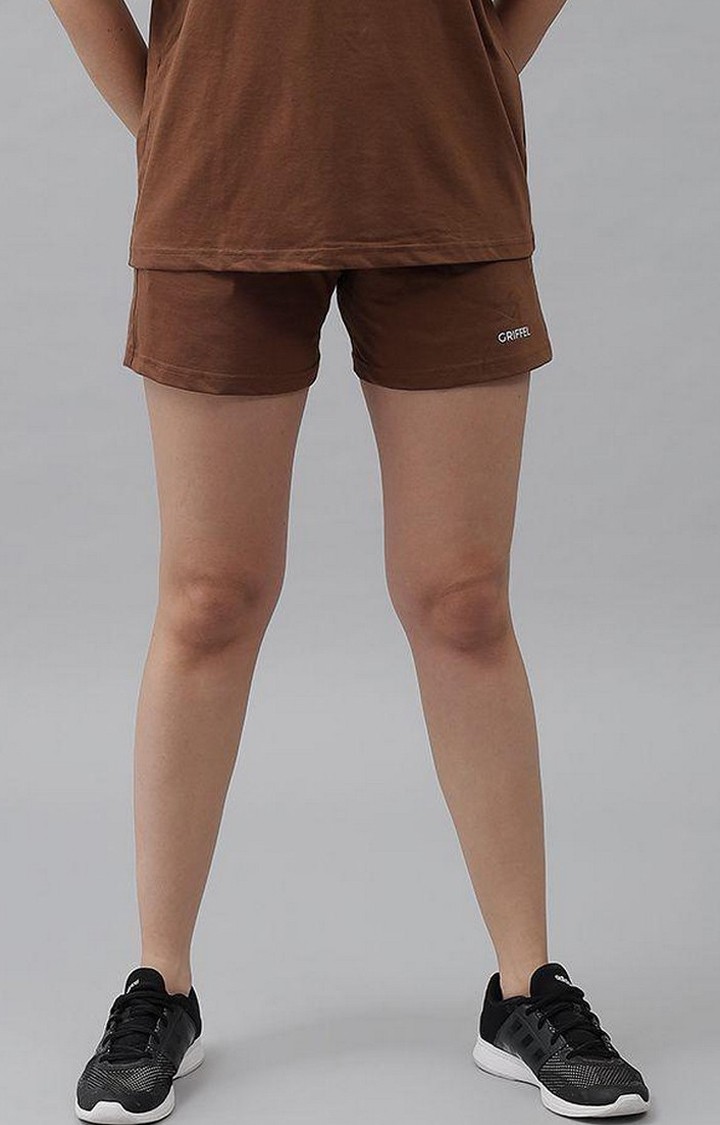 Women's Coffee Solid Shorts