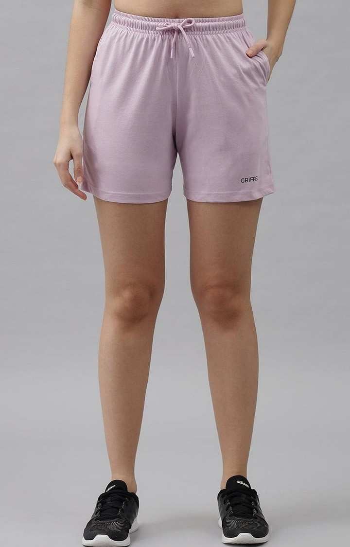 Women's Light Purple Solid Shorts