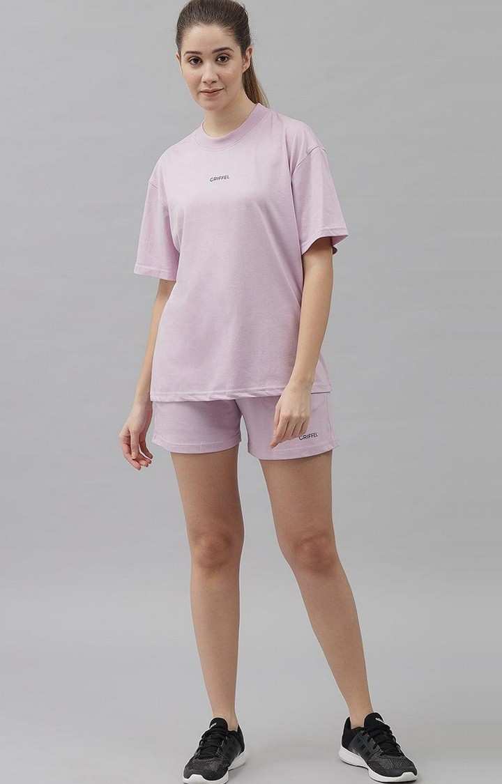 Women's Light Purple Solid Shorts