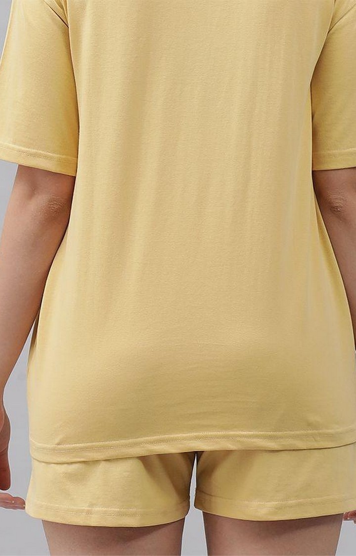 Women's Light Yellow Solid Shorts