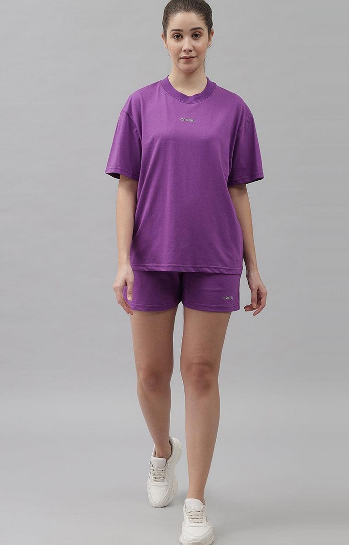 Women's Purple Solid Shorts