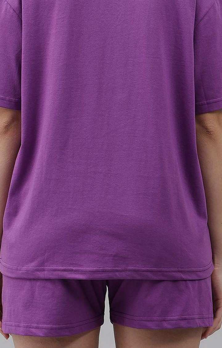 Women's Purple Solid Shorts