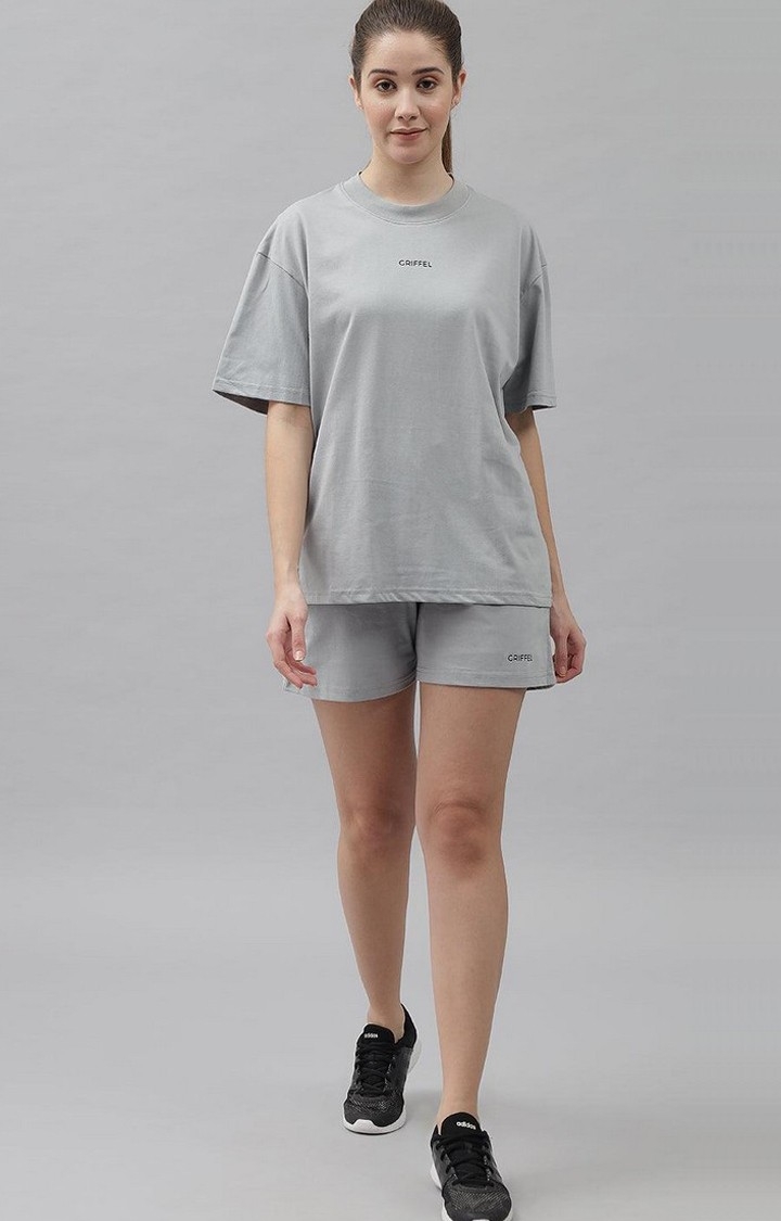 Women's Steel Grey Solid Shorts