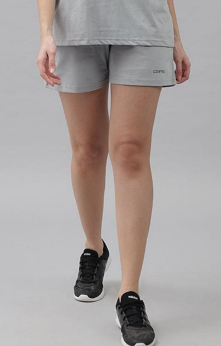 Women's Steel Grey Solid Shorts