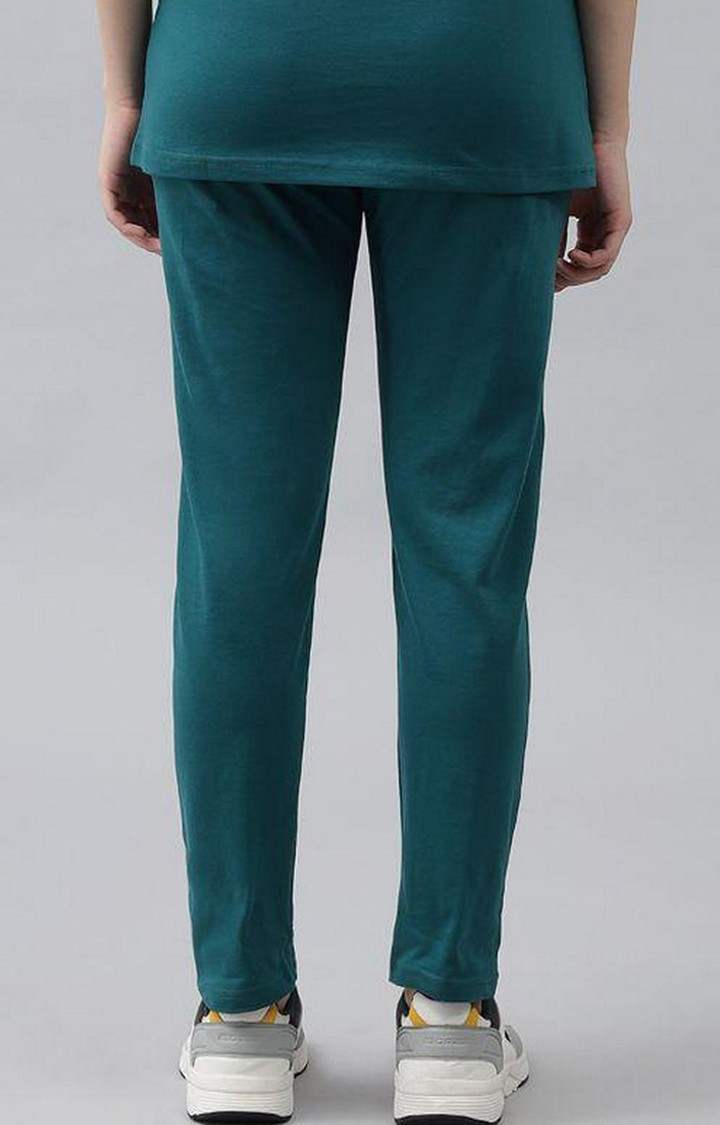 Women's Bottle Green Solid Trackpants