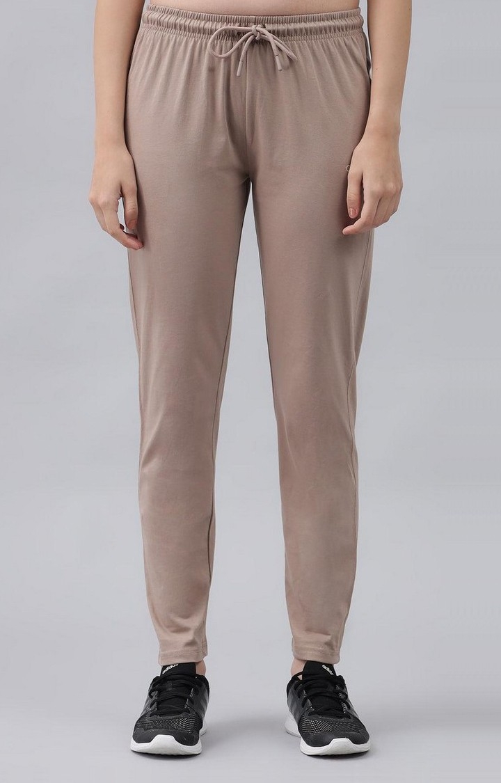 GRIFFEL | Women's Brown Cotton Solid Trackpants