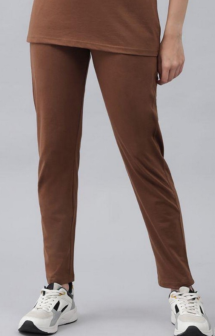 Women's Coffee Solid Trackpants