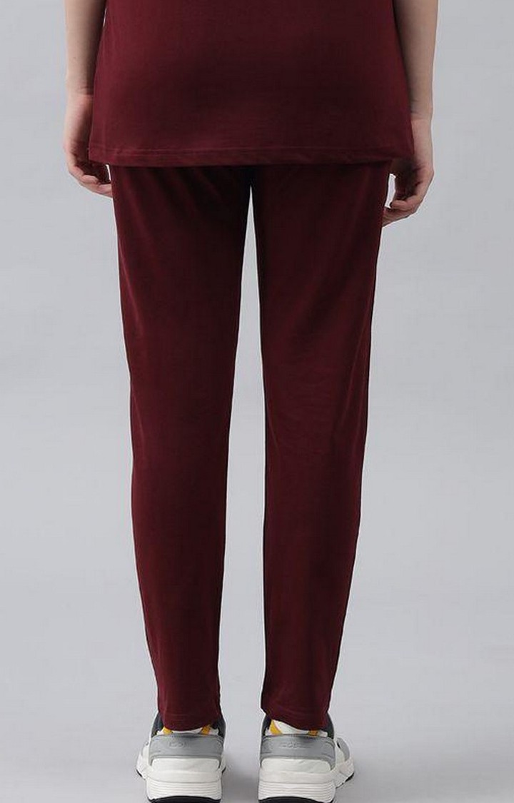 Women's Maroon Solid Trackpants