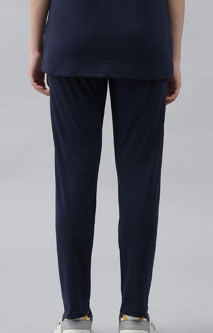 Women's Navy Solid Trackpants