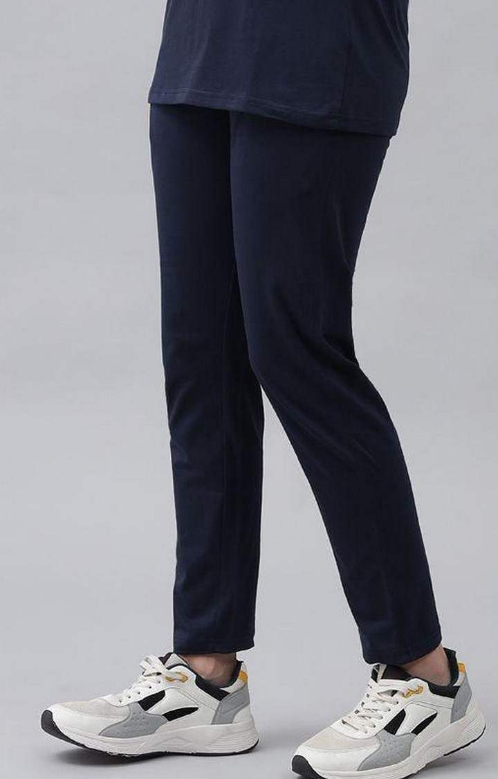 Women's Navy Solid Trackpants