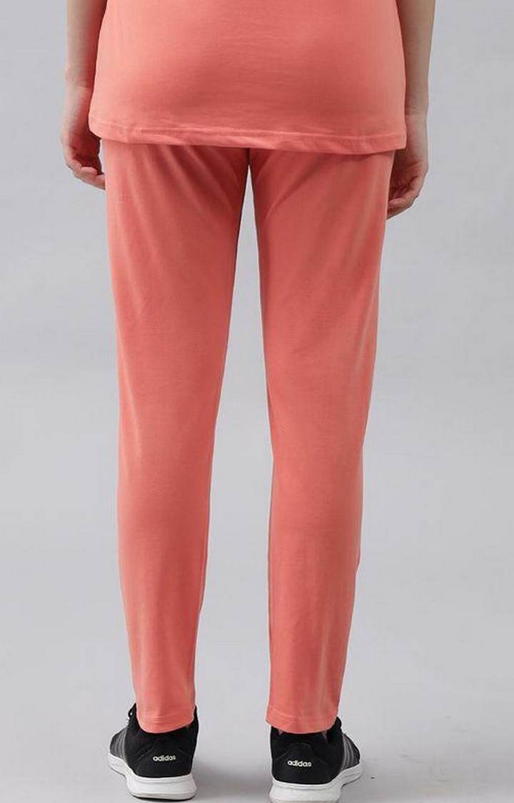 Women's Peach Solid Trackpants