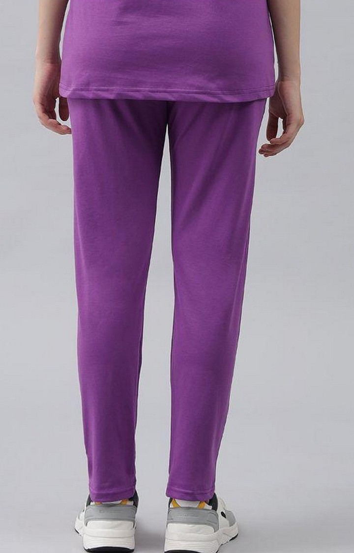 Women's Purple Solid Trackpants