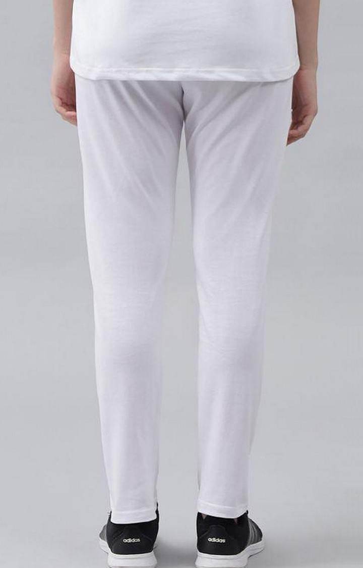 Women's White Solid Trackpants