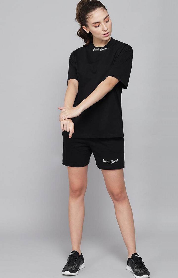 Women's Black Solid Shorts