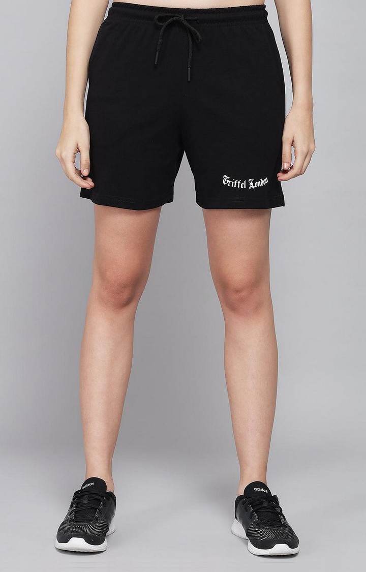 Women's Black Solid Shorts