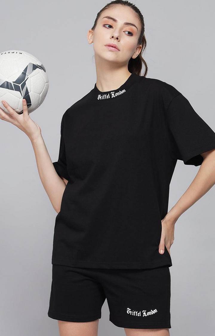 Women's Black Solid Shorts
