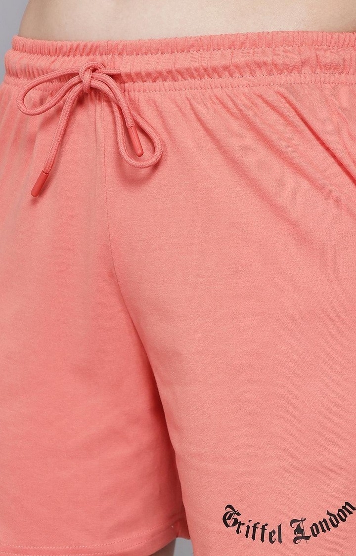 Women's Peach Solid Shorts