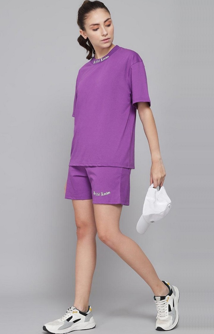 Women's Purple Solid Shorts