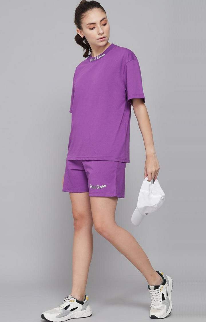 Women's Purple Solid Shorts