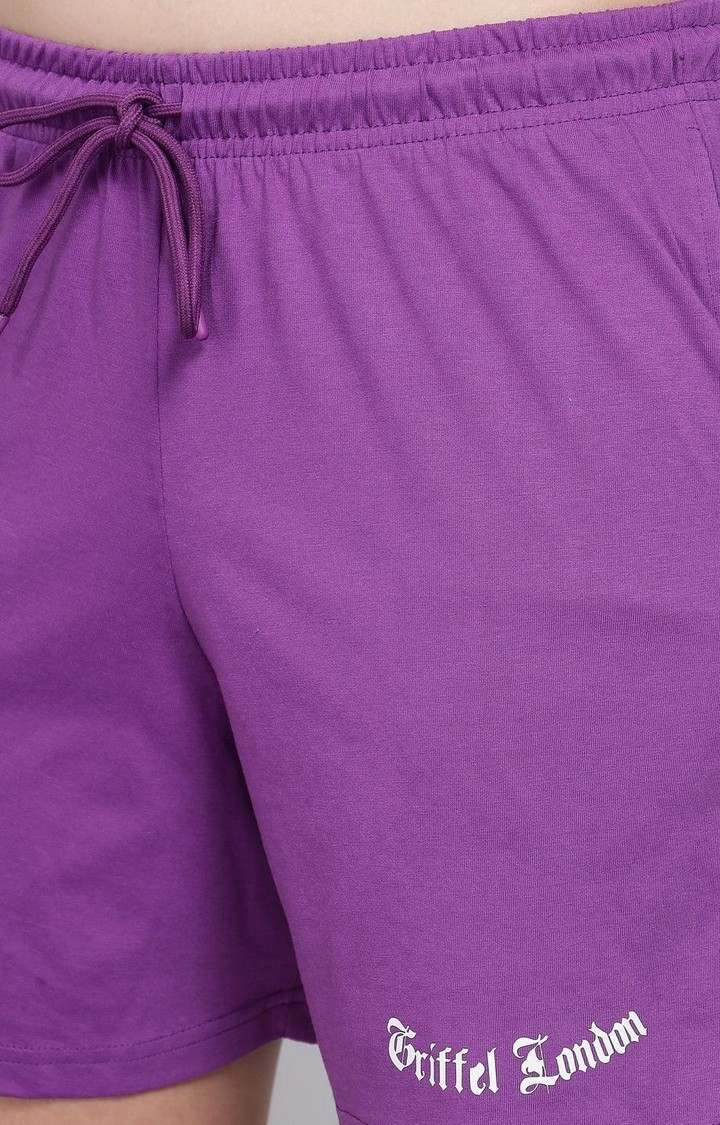 Women's Purple Solid Shorts