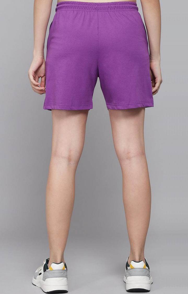 Women's Purple Solid Shorts