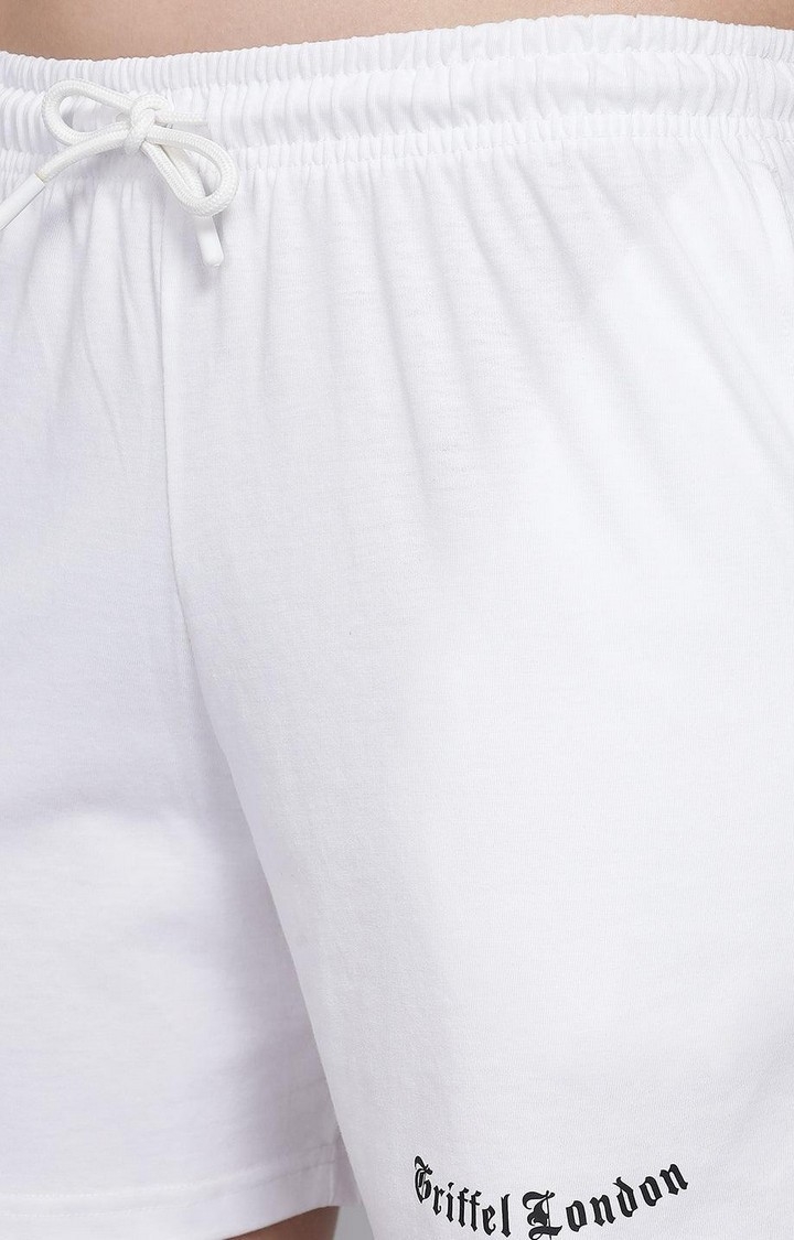 Women's White Solid Shorts