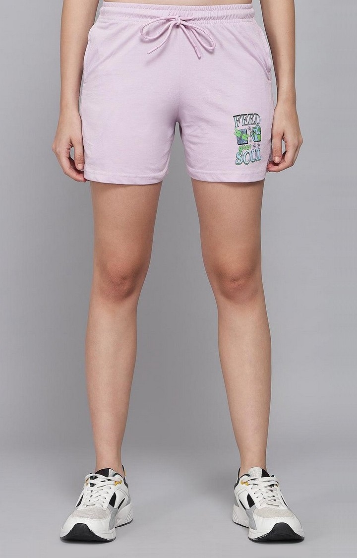 GRIFFEL | Women's Purple Cotton Solid Shorts