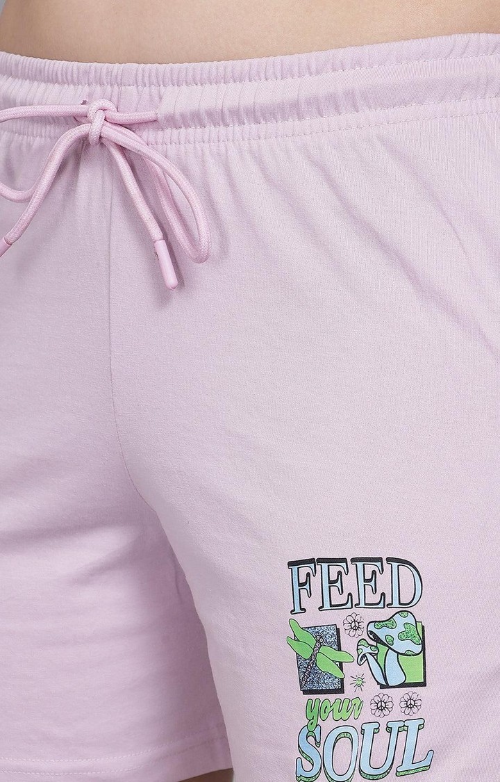 Women's Light Purple Solid Shorts