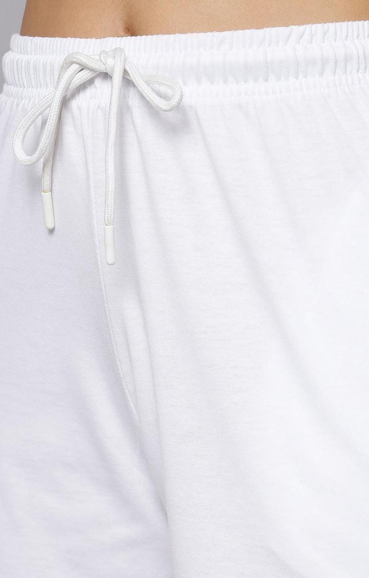 Women's White Solid Shorts