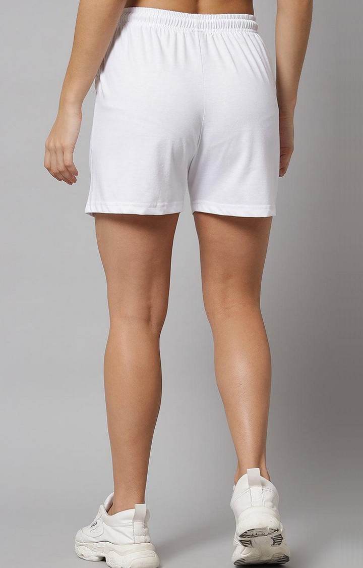 Women's White Solid Shorts