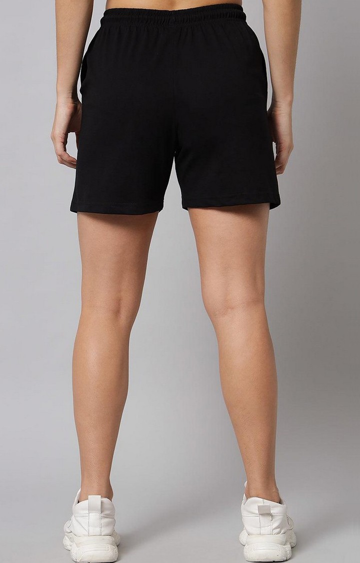 Women's Black Solid Shorts