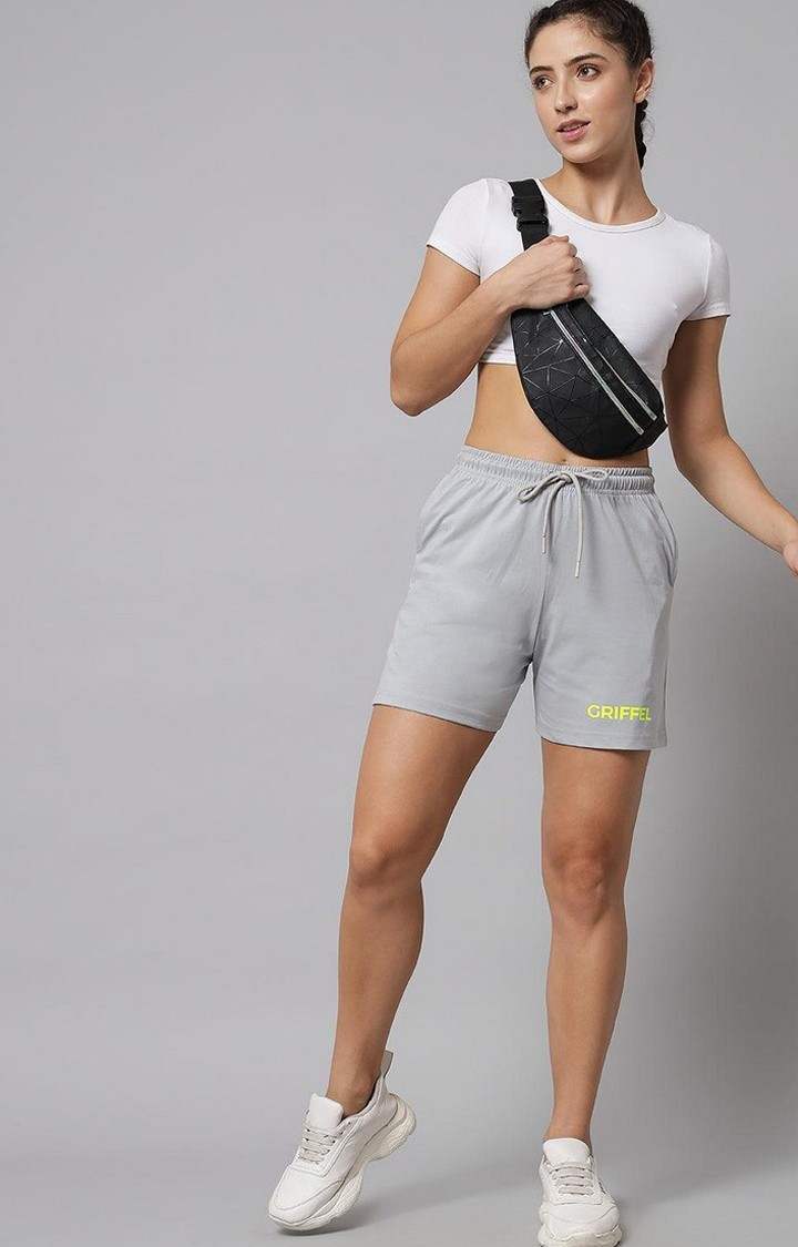 Women's Grey Solid Shorts