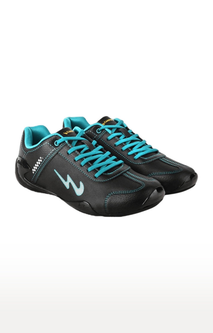 Campus Shoes | Men's Camp Black PU Running Shoes 0