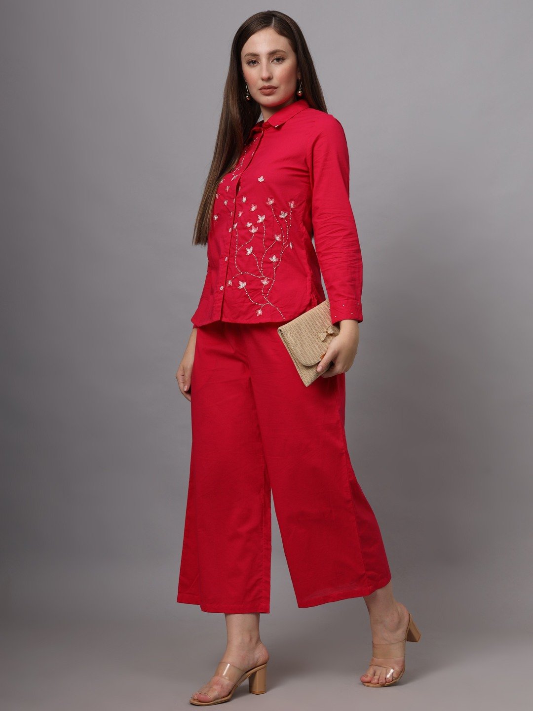 PINK COTTON EMBROIDERED CO-ORD SET