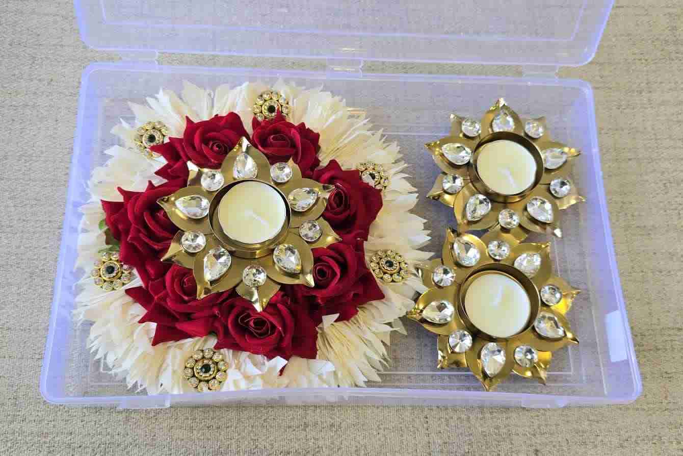 Rose and white Flower Rangoli