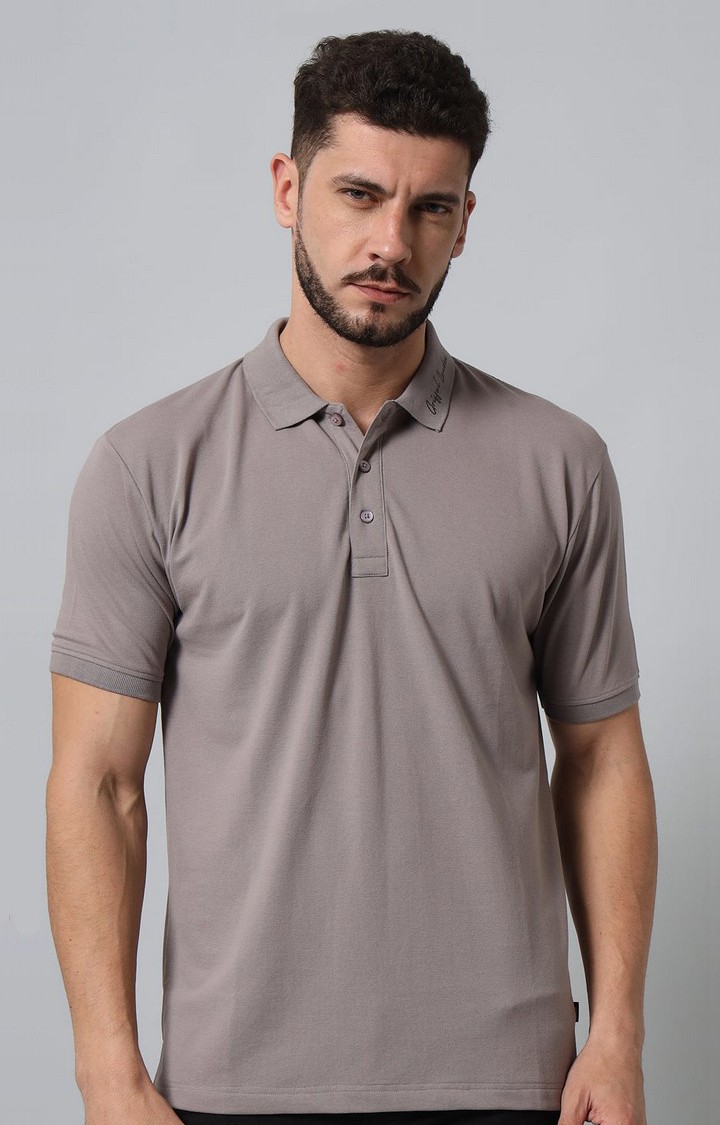 Men's St.Grey Solid Polos